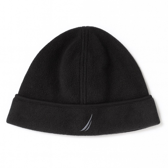 Nautica Black Fleece Beanie Hat Winter Cold Weather Accessory One Size Unisex - Picture 1 of 3